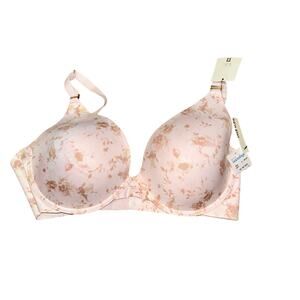 Anne Klein Pink Floral Underwire T-shirt Bra 38D Undergarment